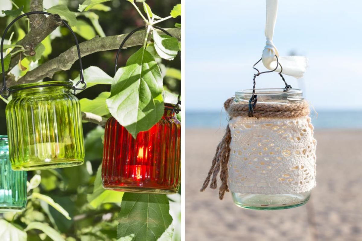 Create lanterns with glass jars