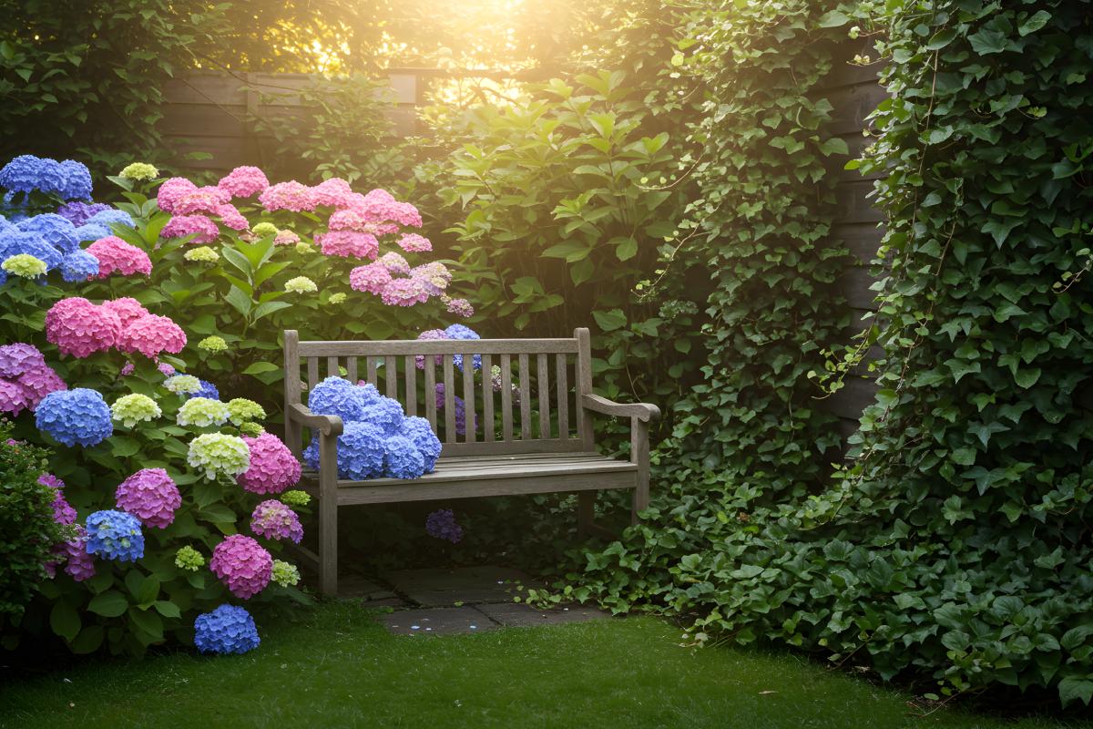 In May the hydrangea is repocated to make it bloom better