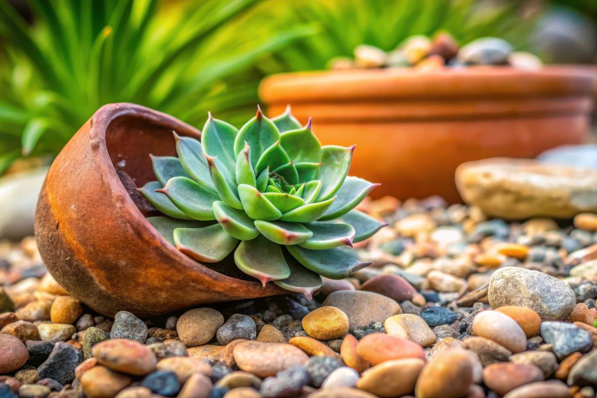 The decorative gravel for fatty plants