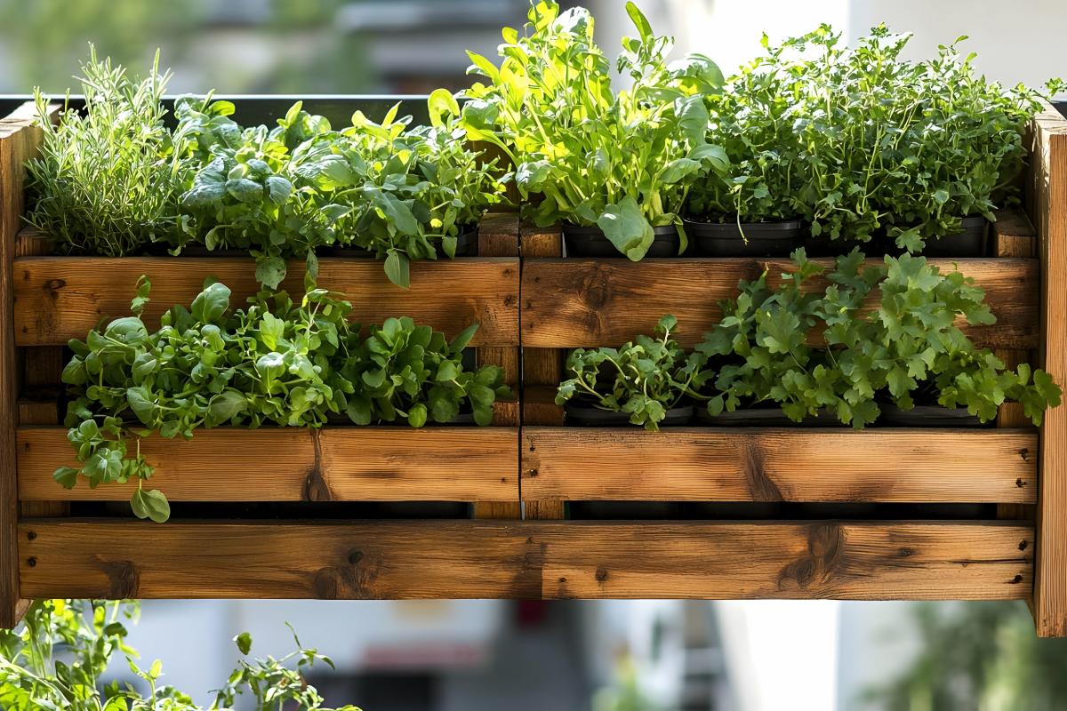 What aromatic plants on the balcony