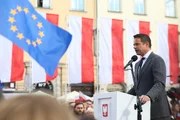 Rafal Trzaskowski, candidate of the civic platform to the presidency of Poland, participates in an electoral rally in the main square of Krakow, Poland, on May 13, 2025