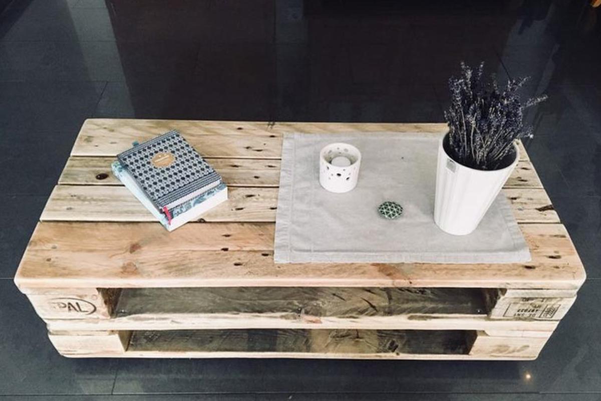 Recycling wooden boxes for outdoor tables