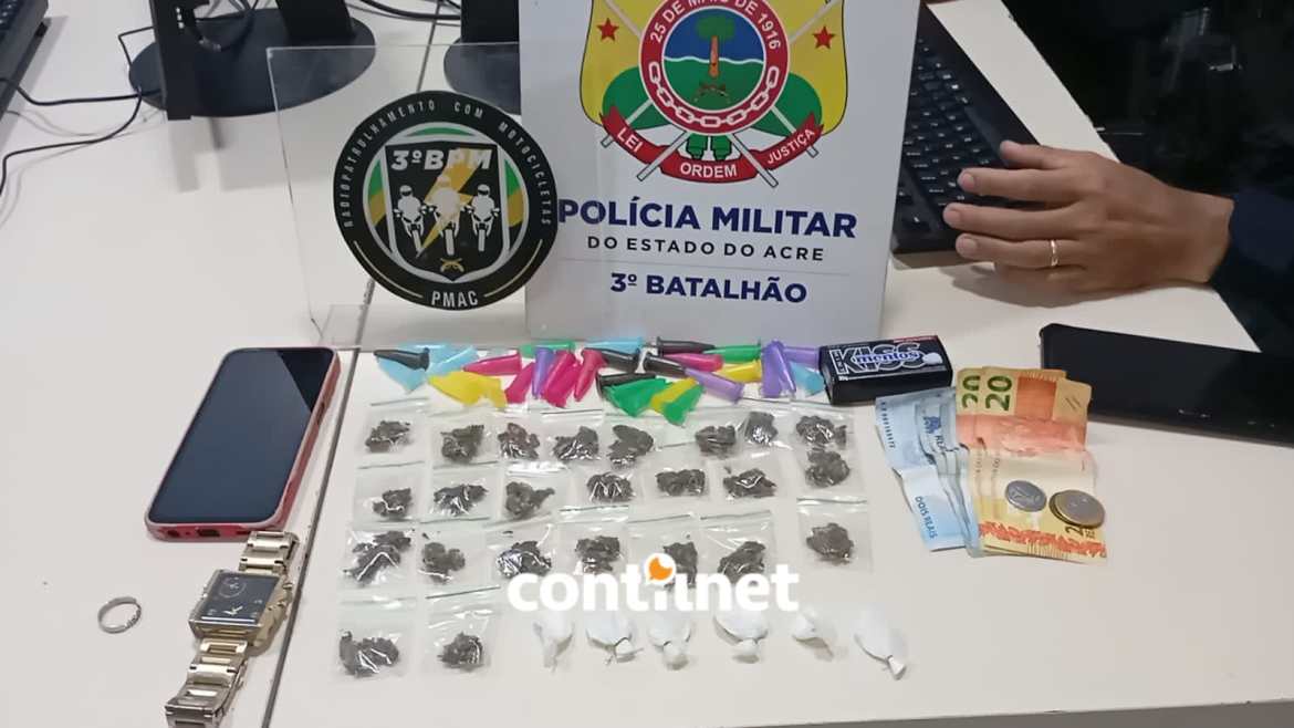 PM holds three people and seizes teenager with drugs on public roads in Rio Branco