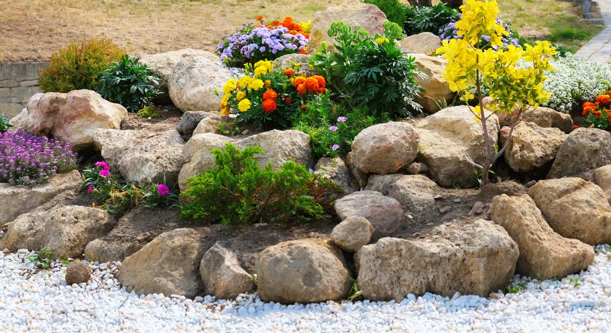 Magnificent DIY flowerbed with stones