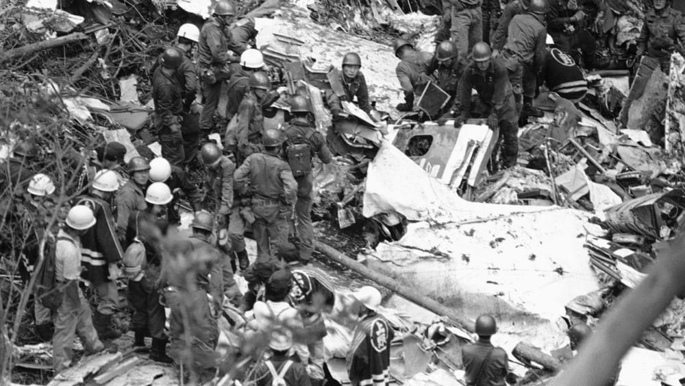 The wreckage found in Komoro, where the Japan Air Lines (AP) plane crashed
