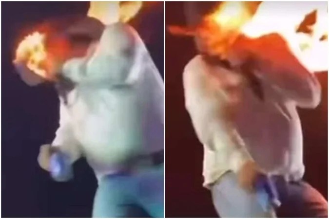 Singer Leo has a face hit by fire during a show; See video