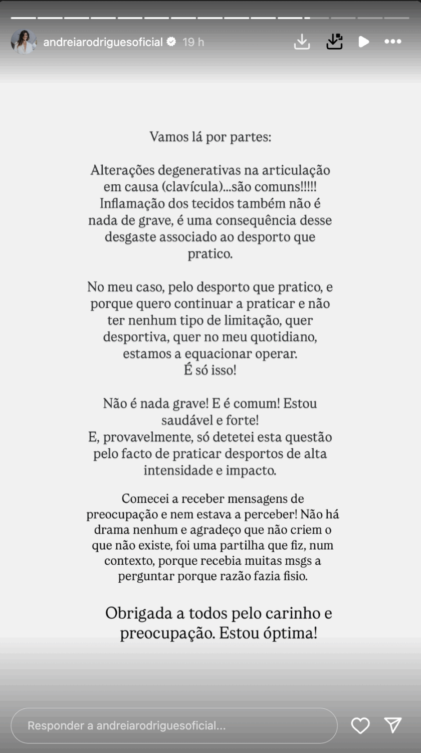 Andreia Rodrigues issues a statement after news: “ do not reflect the truth … ”