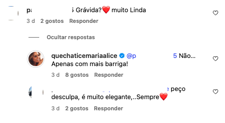 “ pregnant? ”. Alice Alves is confronted about “ suggestive belly ” And gives answer