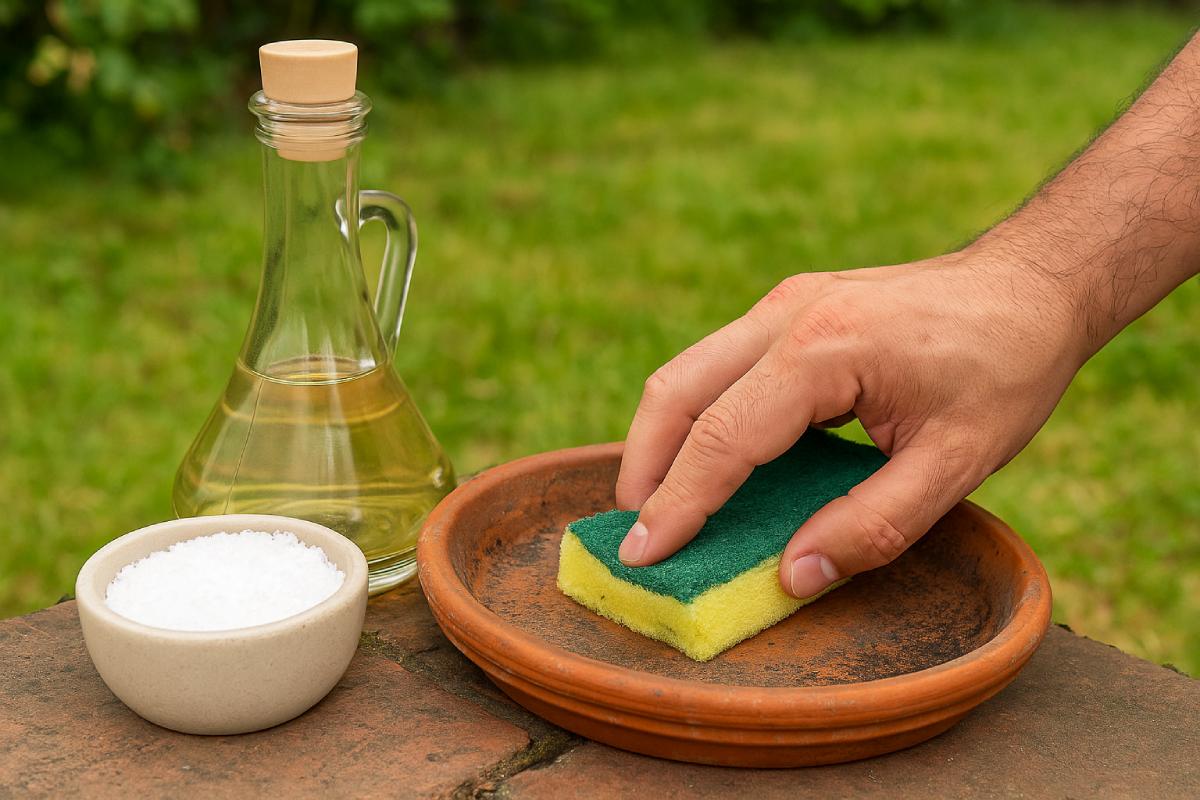 The saucers are cleaned with natural methods