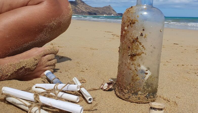 Bottle with messages gave to the coast in Porto Santo