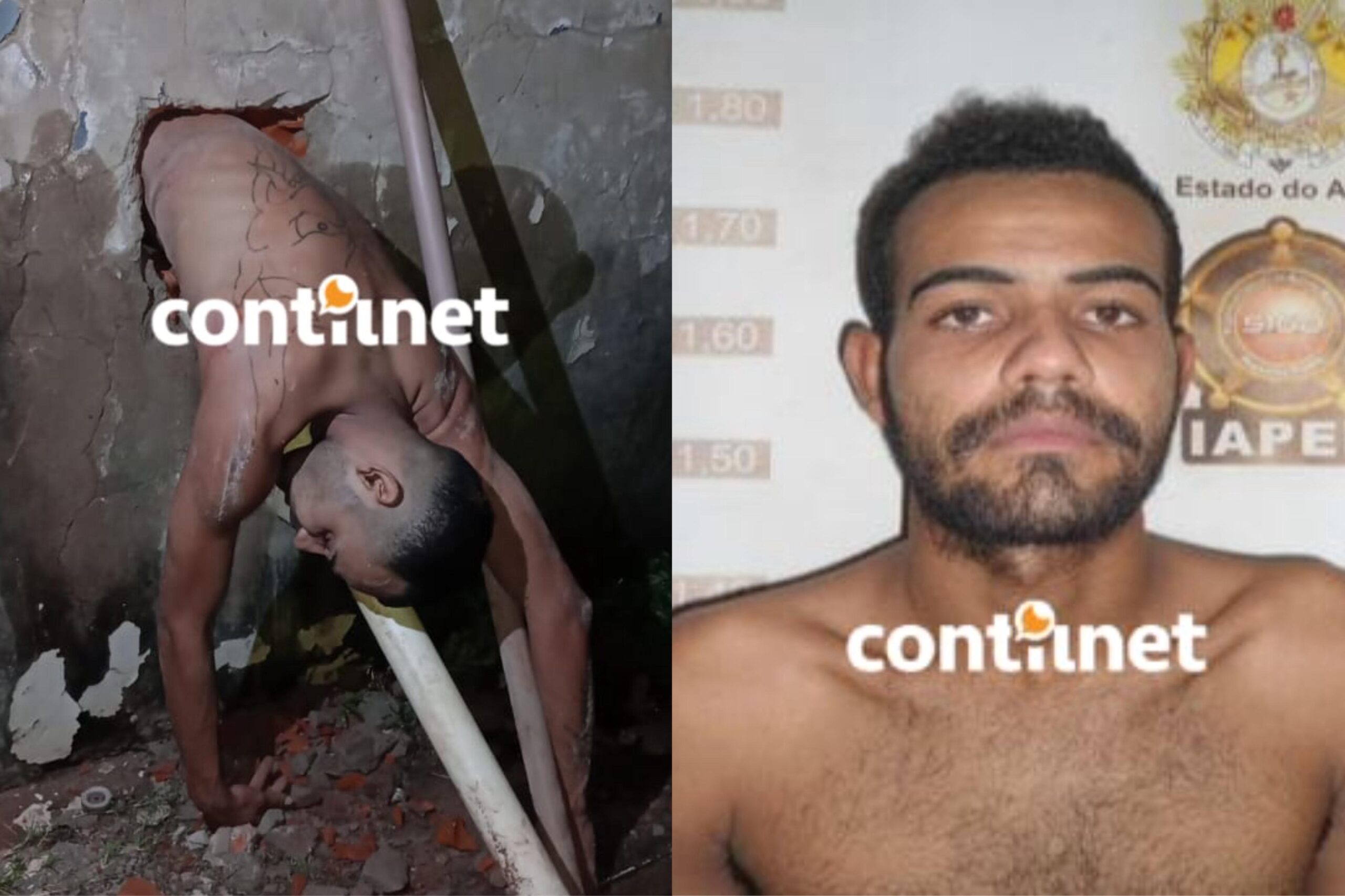 Detainee is stuck when trying to escape by hole in the wall in prison cell in the capital