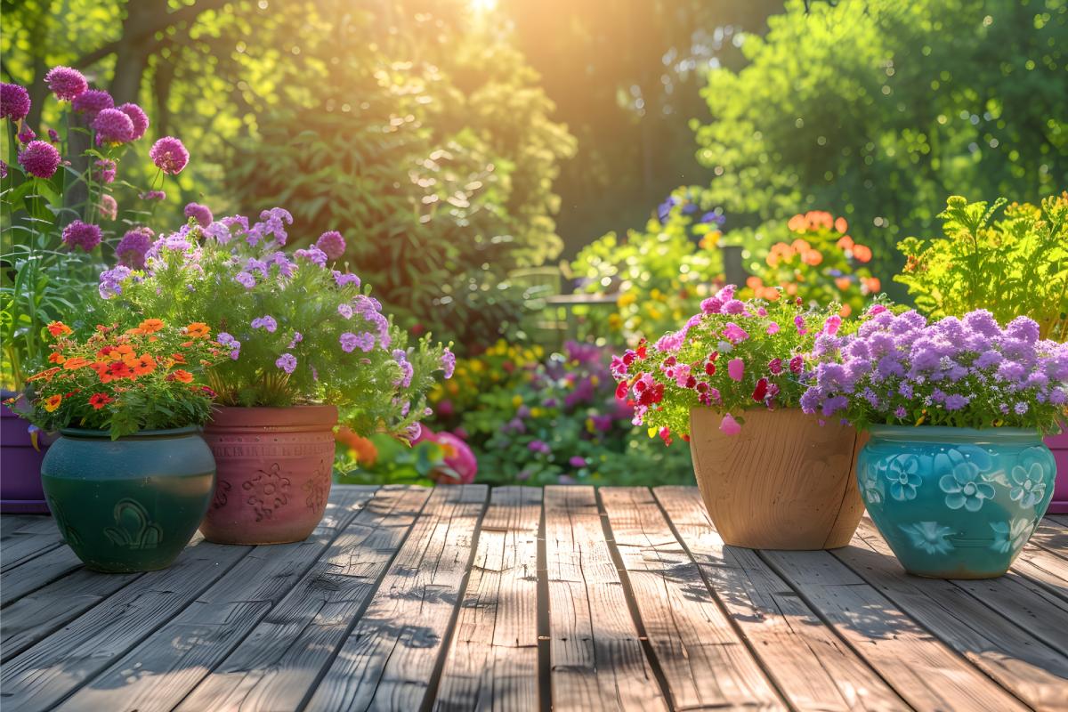 Decorate the garden with the pots