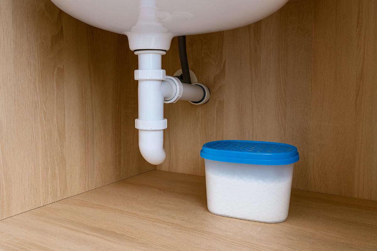 The anti -condensation jar under the sink