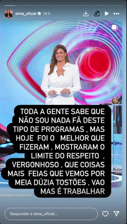“ go but it is to work ”. Elma Aveiro reacts after expulsion from Daniela Ventura do ‘ Big Brother Summer ’