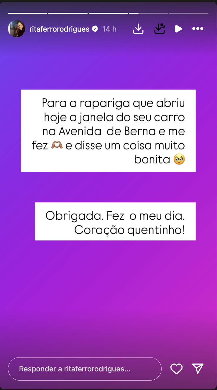 Rita Ferro Rodrigues reacts after (handsome) gesture of a girl on the street: “ made my day … ”