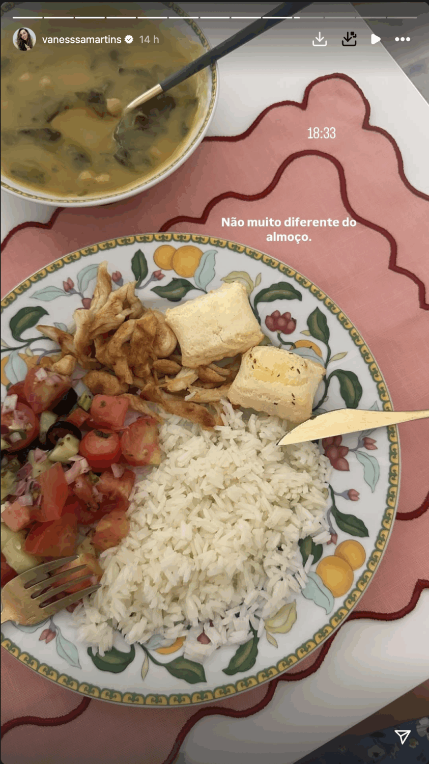 Dinner “ so soon ”? Vanessa Martins is questioned about food routine and gives ‘ explanation ’