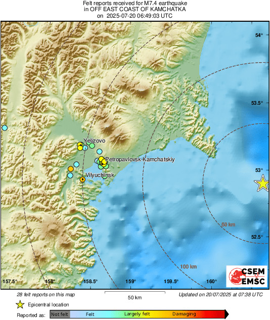 Earthquake 7.4 and 6.7 Richter in Russia - tsunami warning