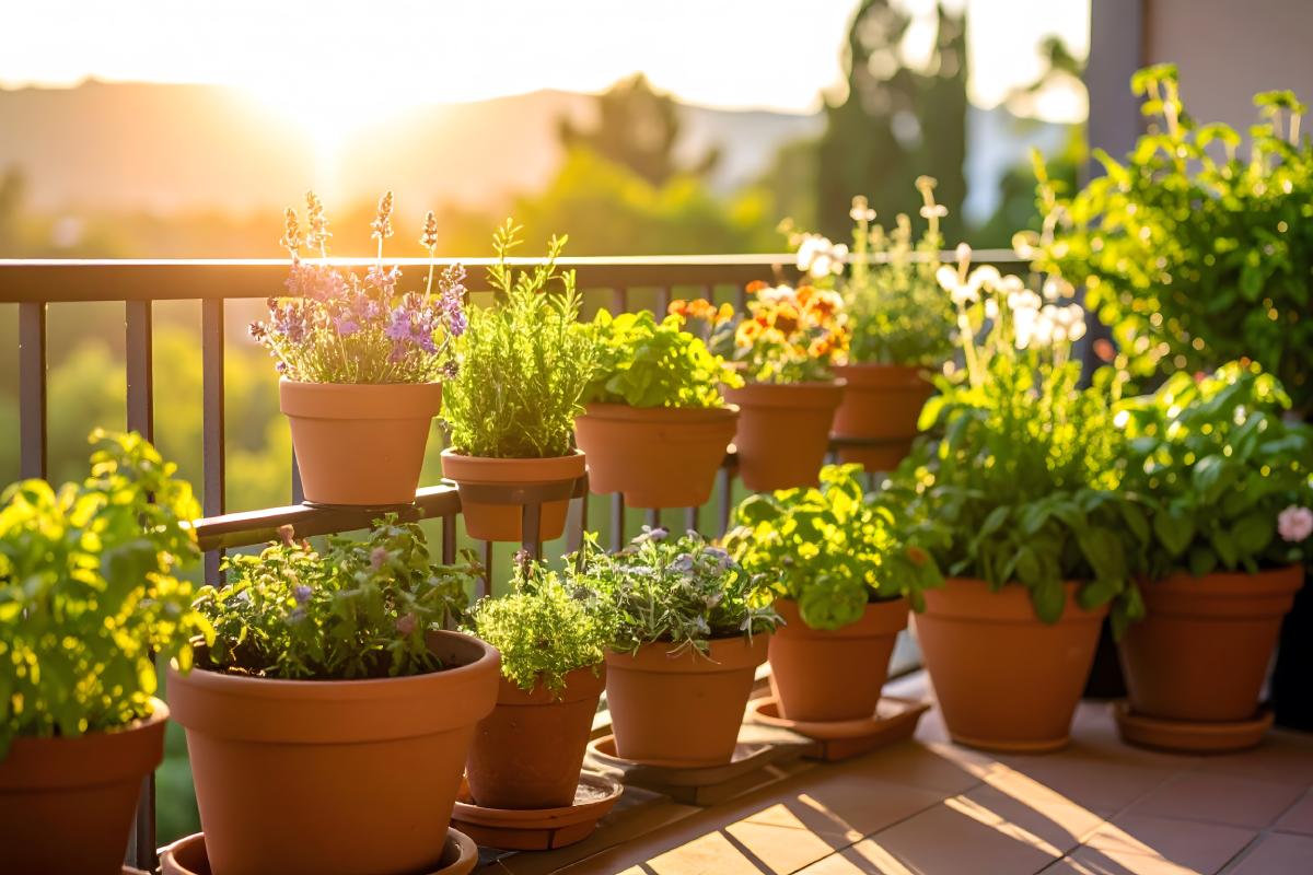 The earthenware vases protect the roots