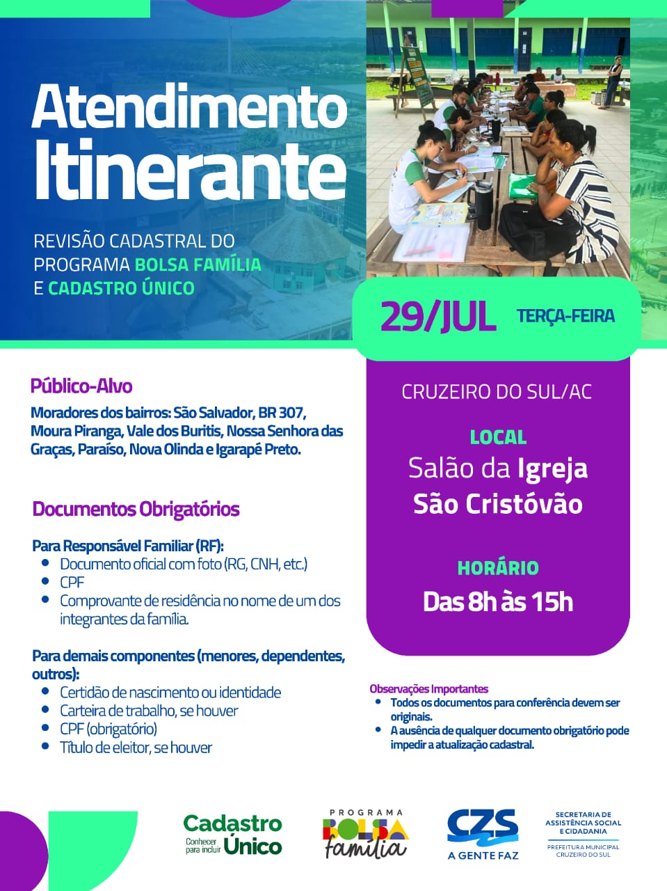 Cruzeiro do Sul City Hall will make social care at Igarapé Preto and Vila Assis Brasil