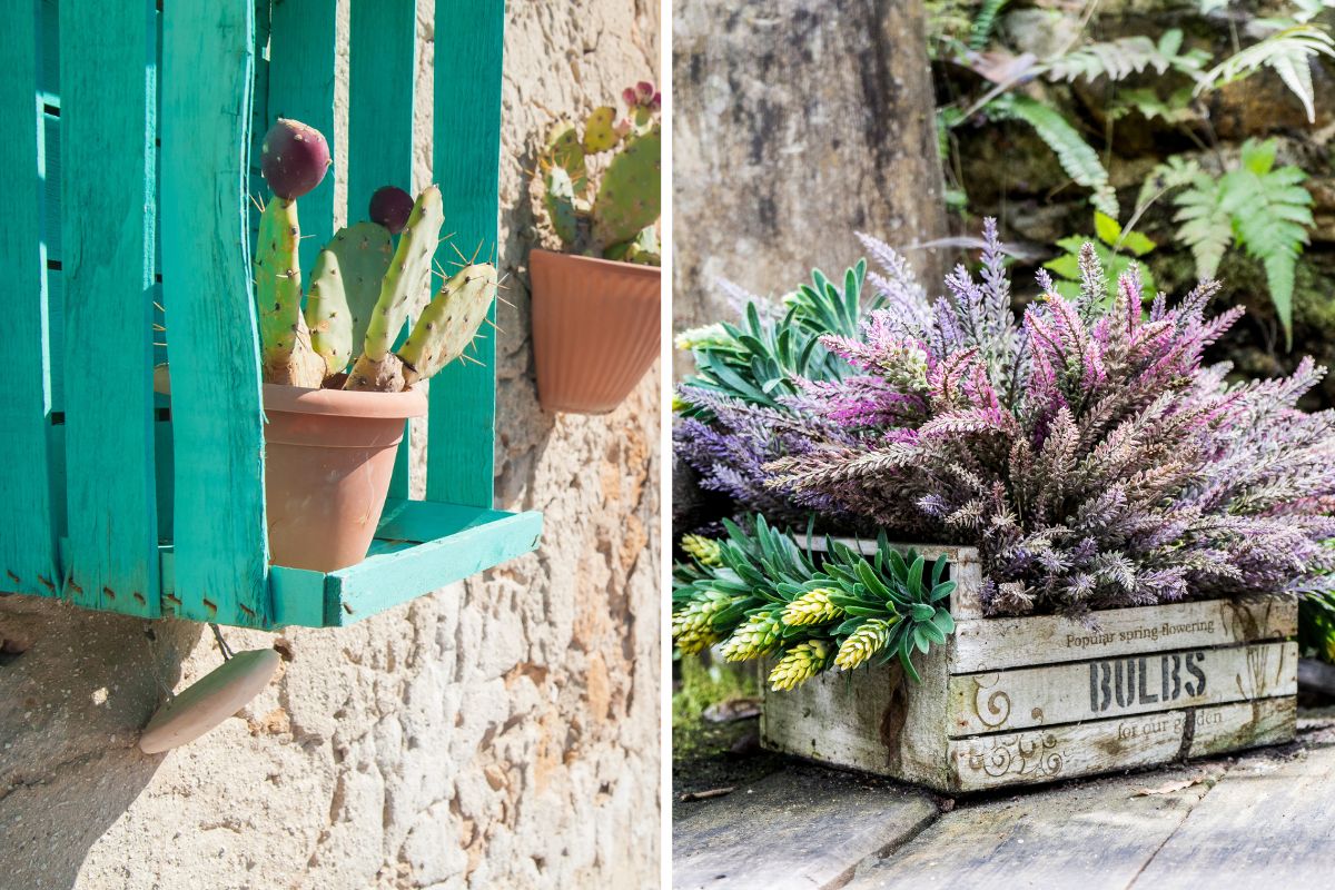 DIY planters on the balcony