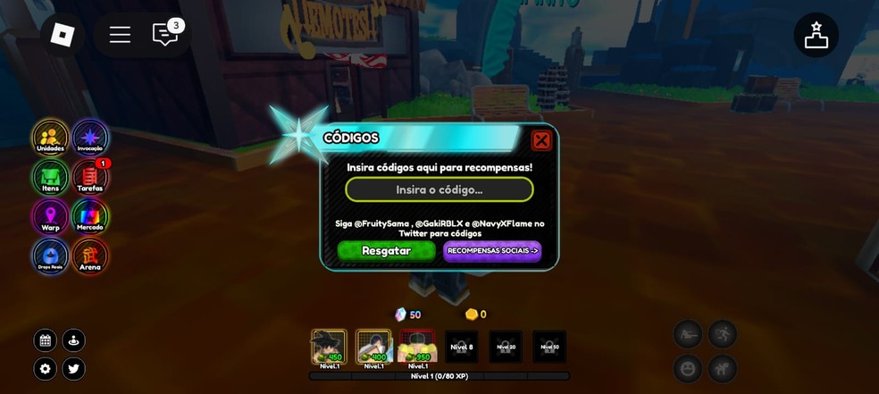 How to rescue codes in All Star Tower Defense X - Photo: Reproduction/Róbson Martins