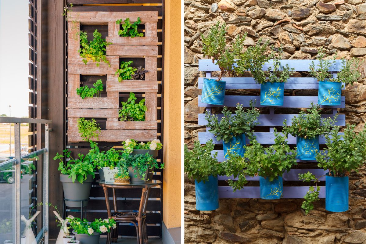 vertical planter on balcony