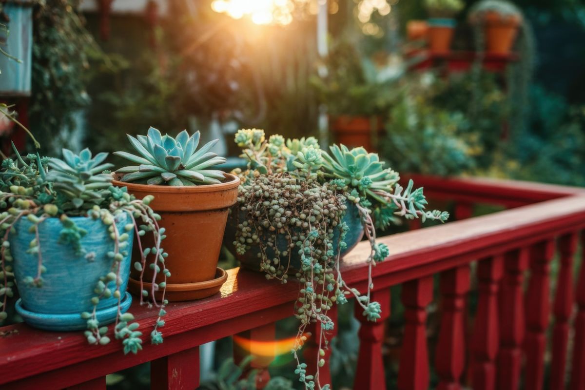 Fatty plants on the balcony
