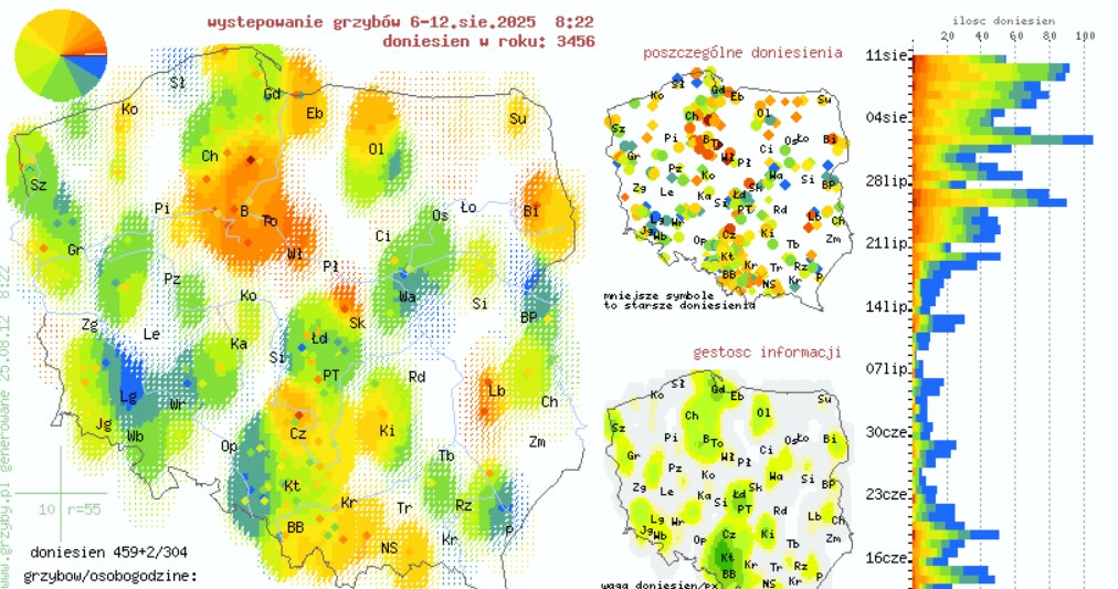 An example map of mushrooms, or "mushroom radar" /screenshot from Grzyby.pl /Grzyby.pl /Outdoor material