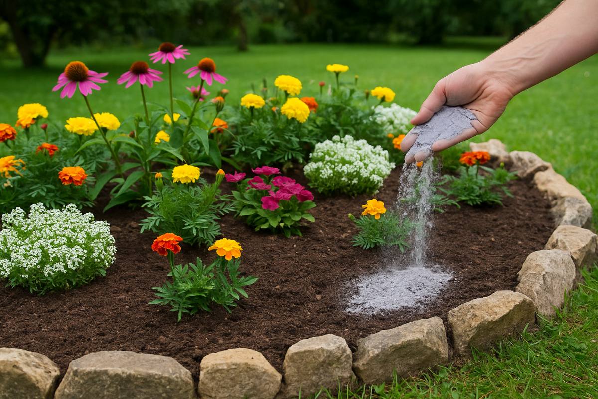 Fertilize the flower beds with ash
