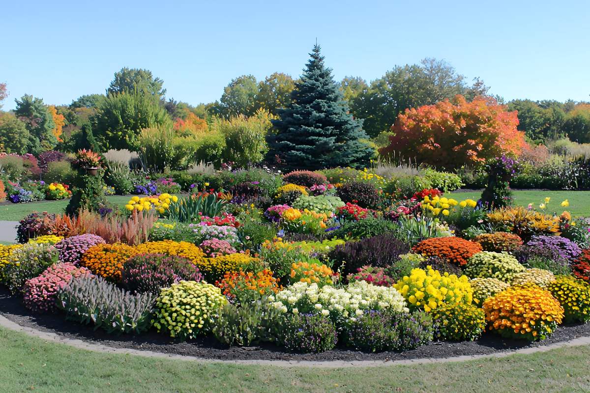 Autumn flower bed plants