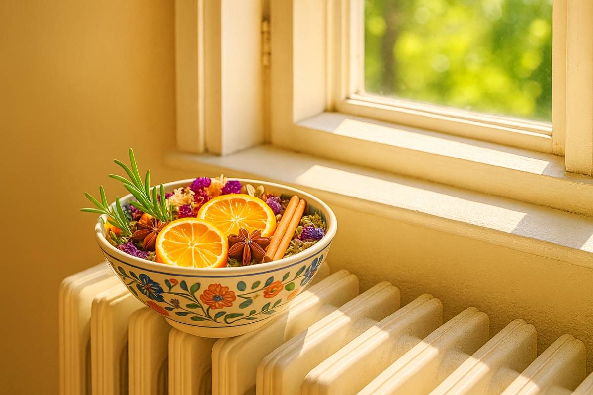 The trick of the bowl on the radiator to perfume home