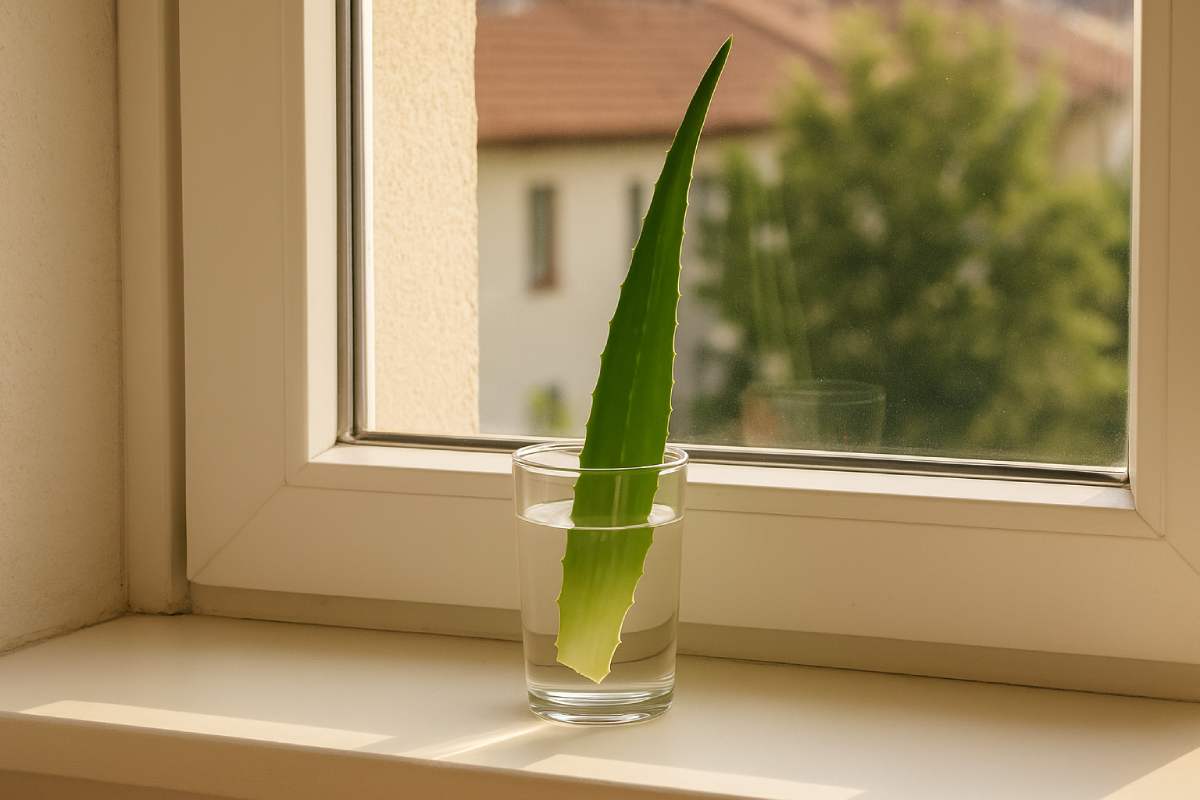 The cutting of Aloe Vera made with the water
