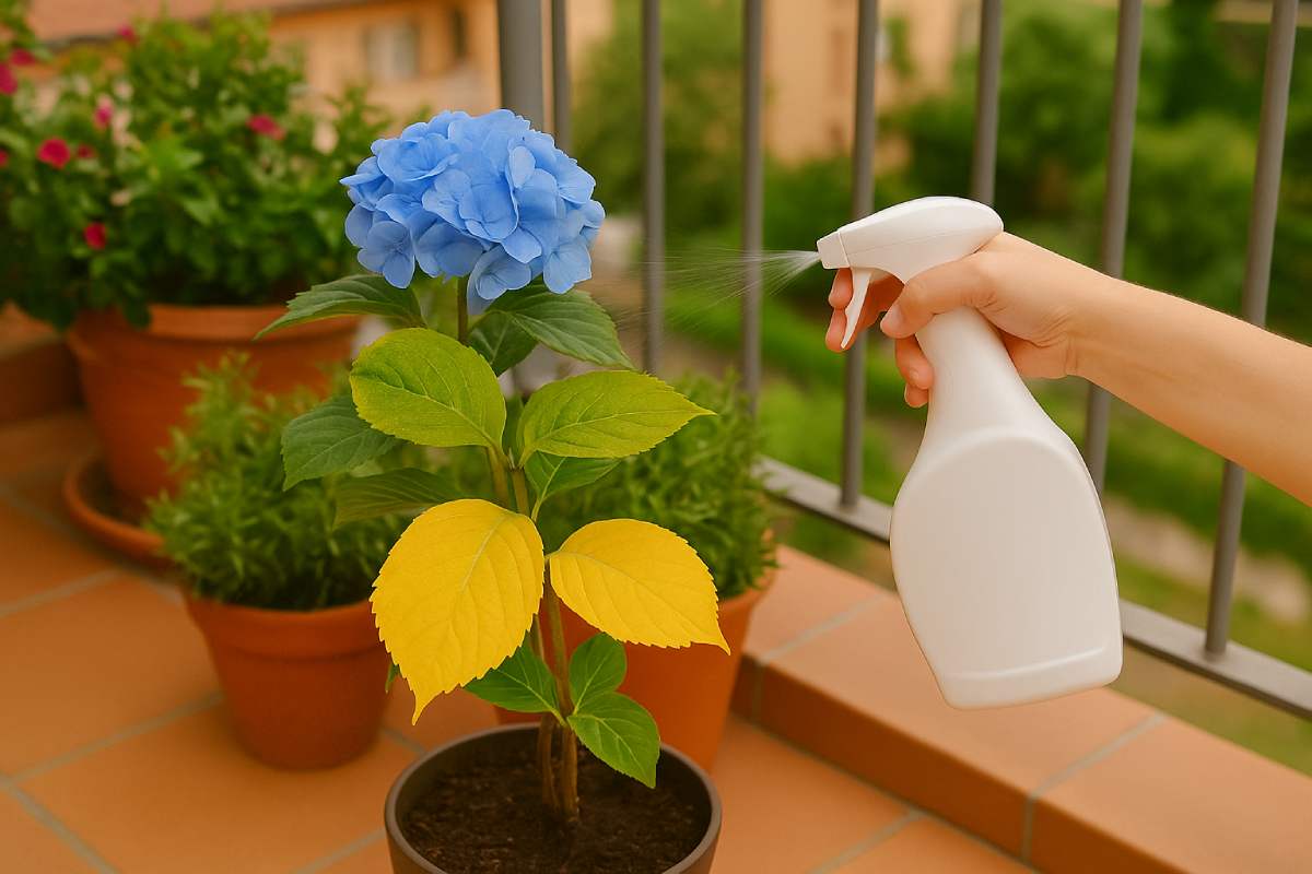 Here's how to use the leaf fertilizer for the yellow leaves of the hydrangeas