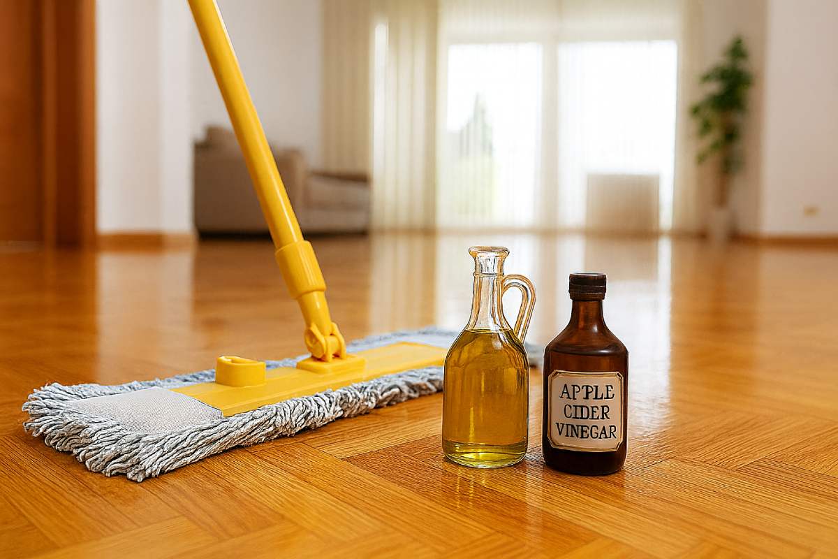 Oil and apple cider vinegar to clean the parquet