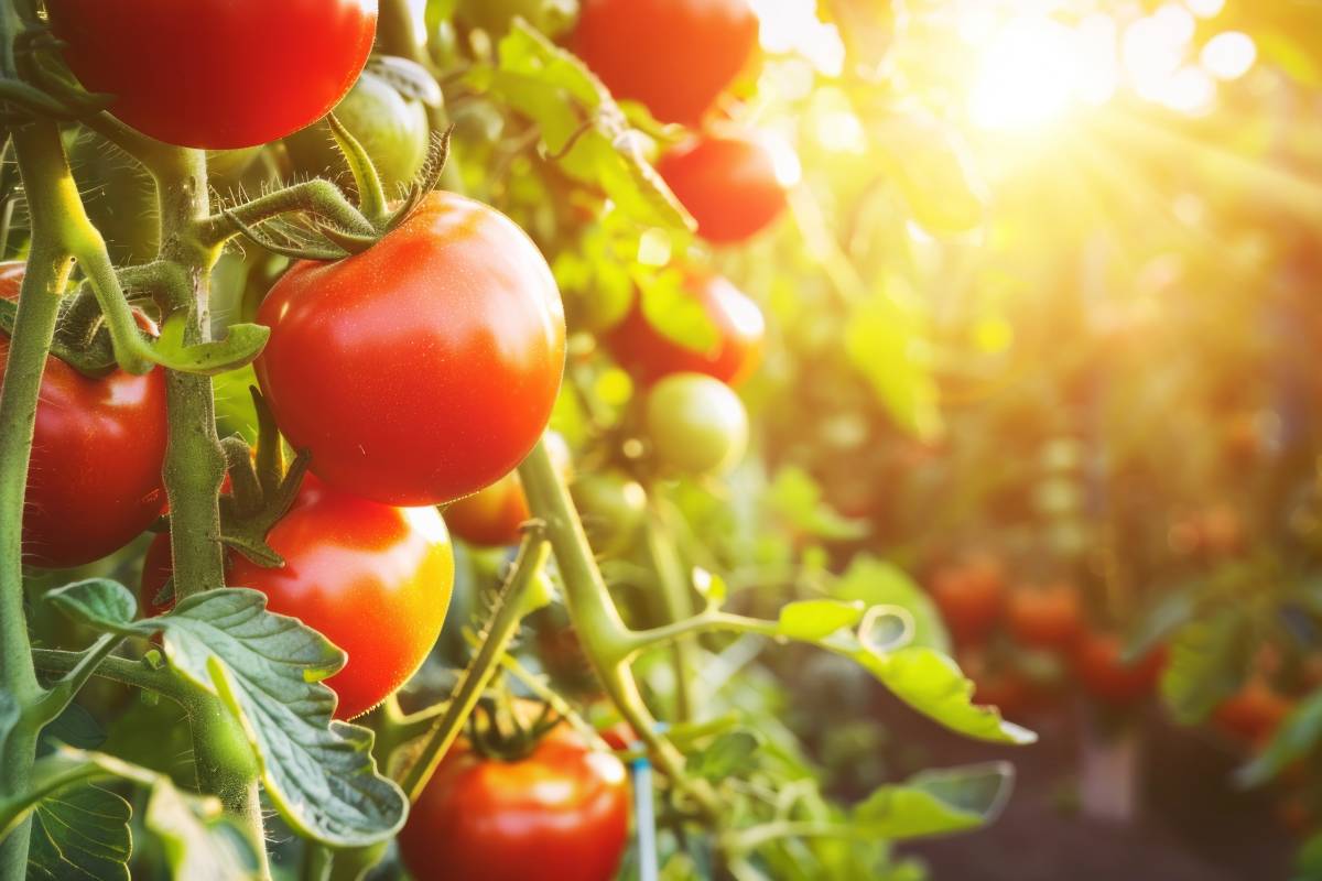 Quality of tomatoes that are burning under the summer sun