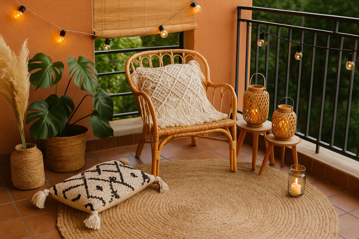 Furnishing a mini boho -style terrace: 3 elements are enough
