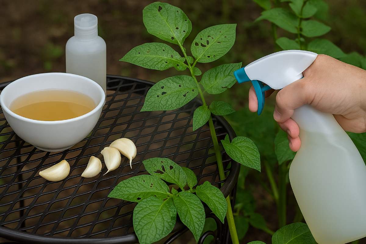 Garlic is the natural remedy for plants with pierced leaves