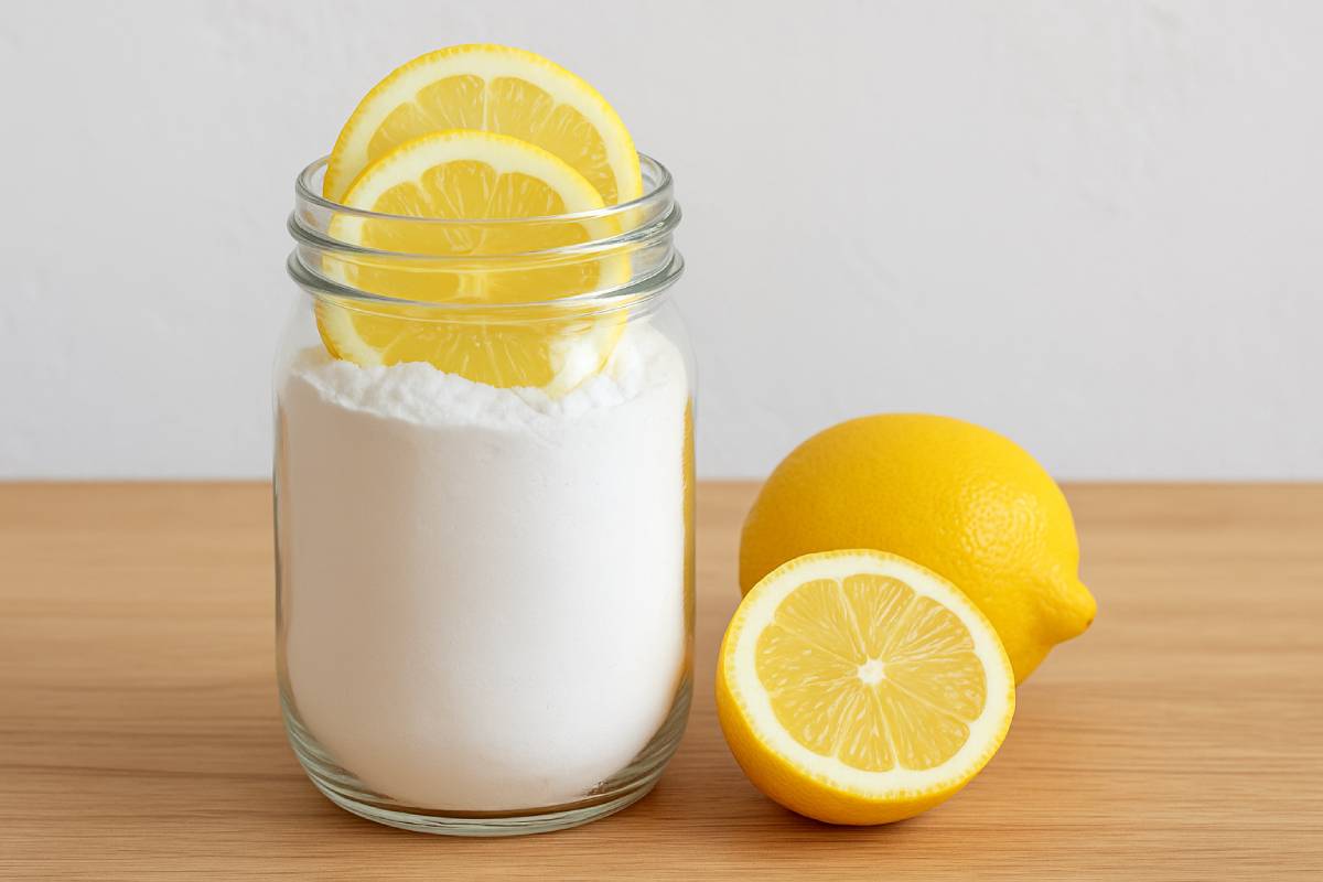 Jar with lemon and bicarbonate against humidity
