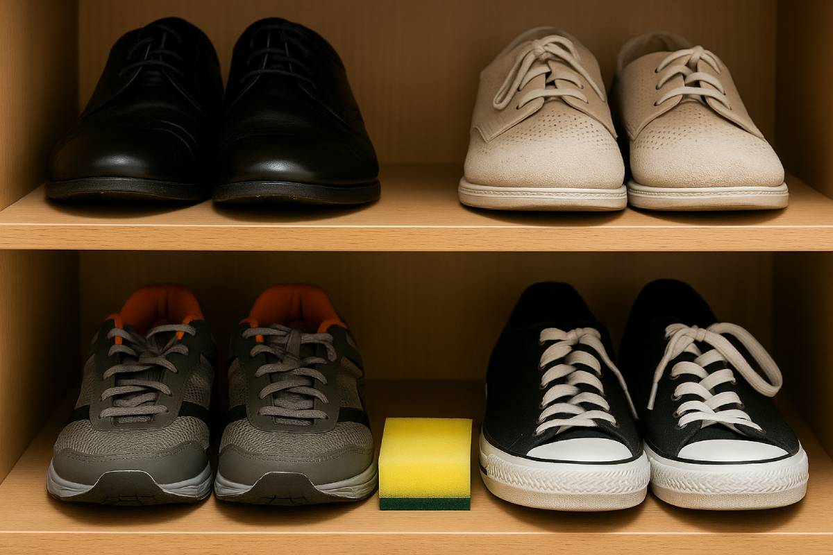 The perfumed sponge that deodoras the shoe rack