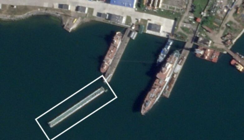Satellite images show mega--seism damage based on nuclear submarines from Russia