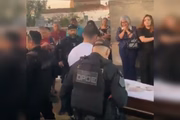 Lucas was able to get close to his grandmother's coffin to say goodbye