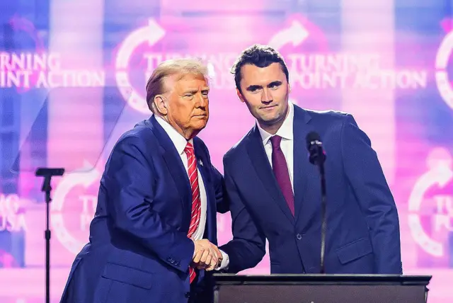 Trump and Kirk at an event in 2024, Califonia