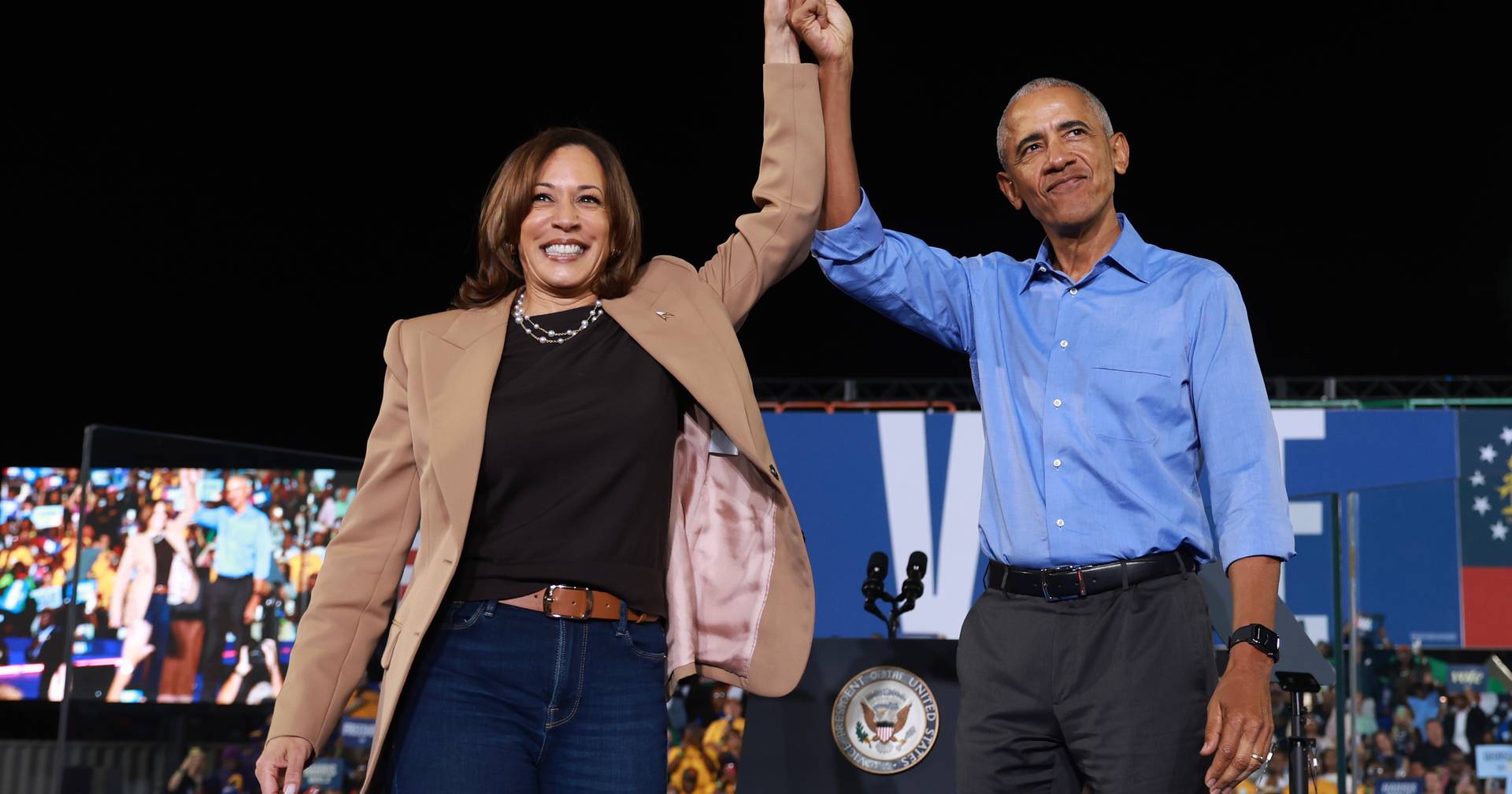 Kamala and Obama criticize media companies for giving in to Trump's pressures