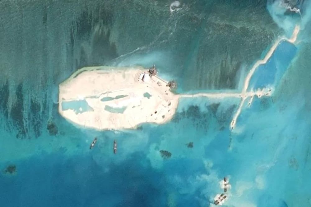 Eastern Recife in the Spratly Islands, one of several places in the Southern China Sea where Vietnam has been building islands this year (CSIS/AMTI/Max/Airbus)