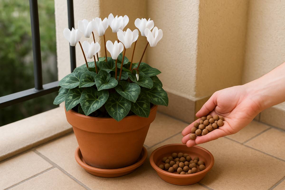 Take care of the cyclamen on the balcony
