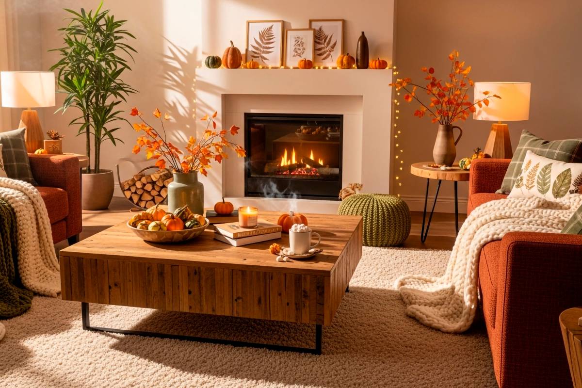 Autumn elements in the living room