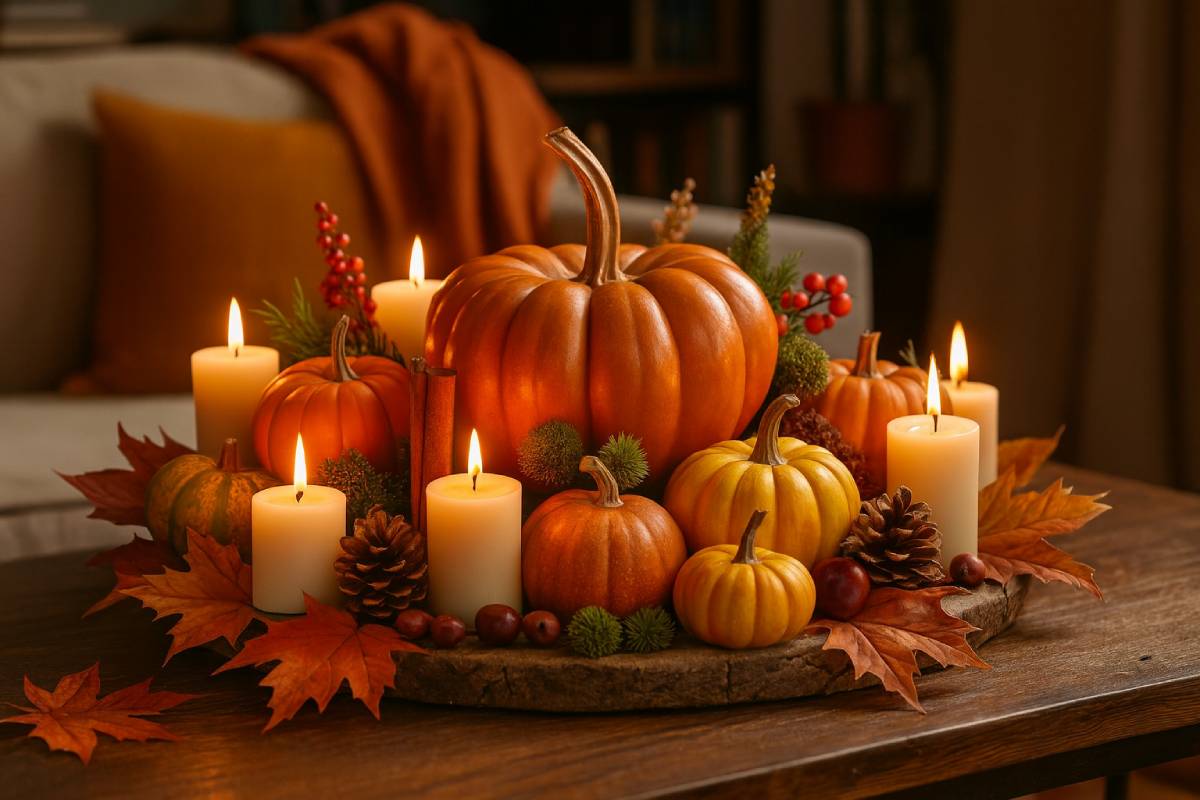 Autumn centerpiece with pumpkins