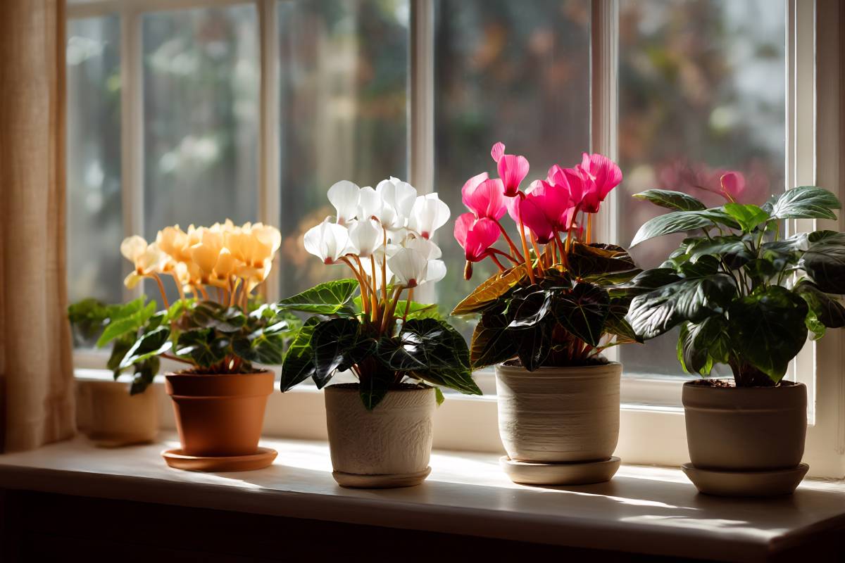 Variety of cyclamen on spernies