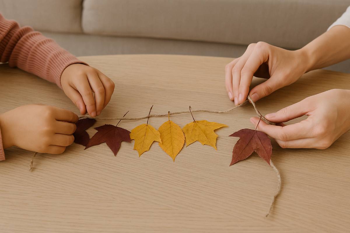 Children's chores with autumn elements