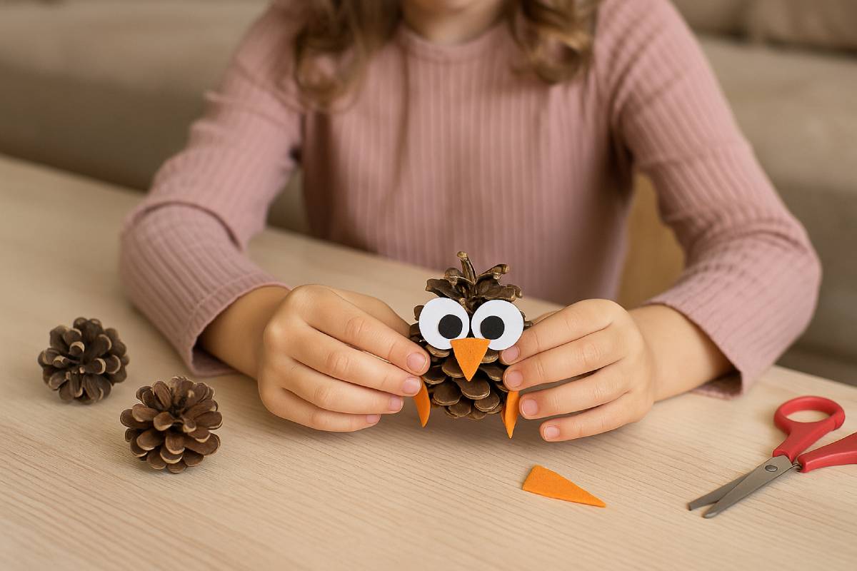 Leaves and pine cones for children's chores